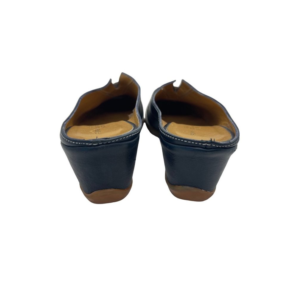 Vtg.1960s PLR Bottier Mod Buckle Slide Color Block Navy Tan Leather Sz.38 - Picture 4 of 6